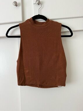 Reformation Brown Mock Neck Cropped Tank